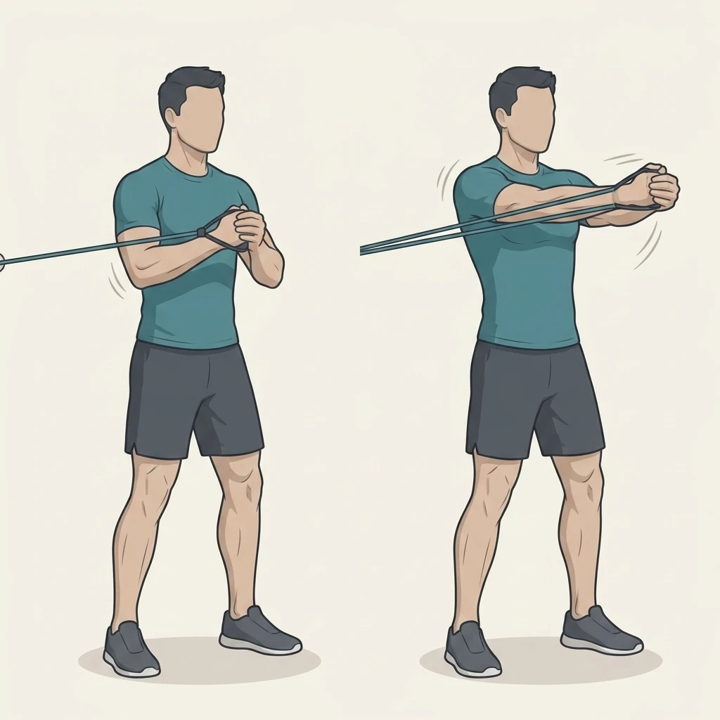Illustrated movement guide: Resistance Band Pallof Press