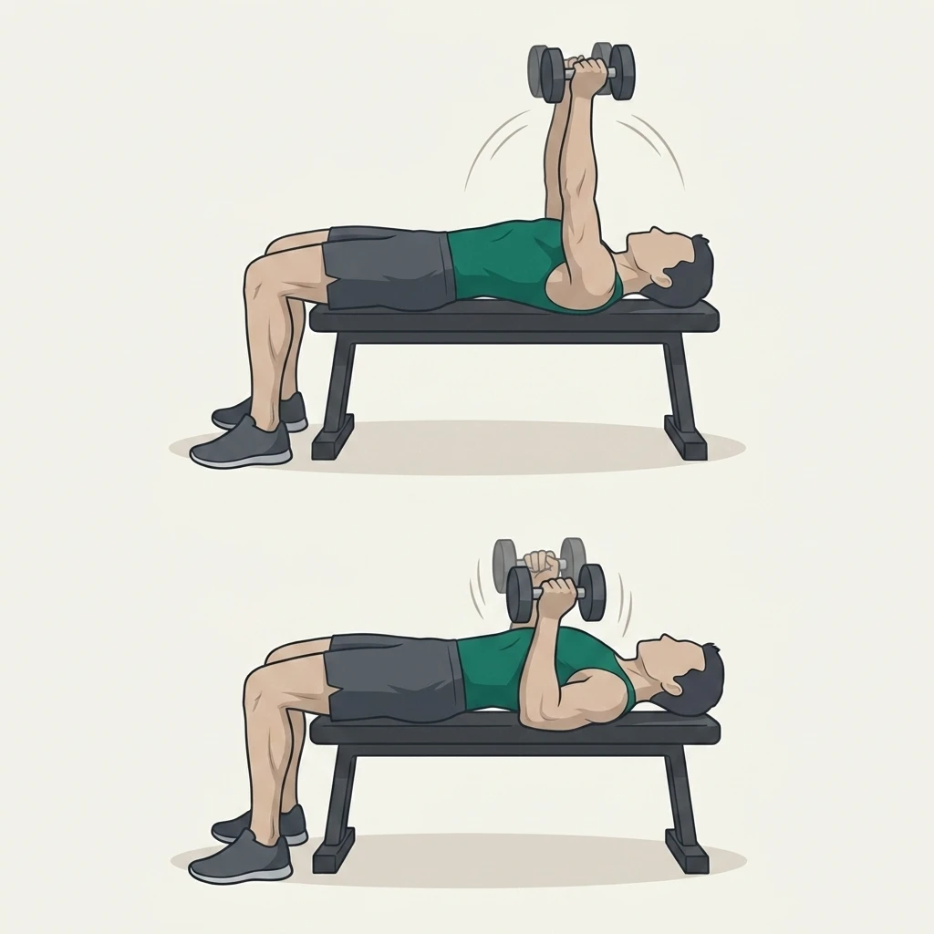 Illustrated movement guide: Dumbbell Bench Press