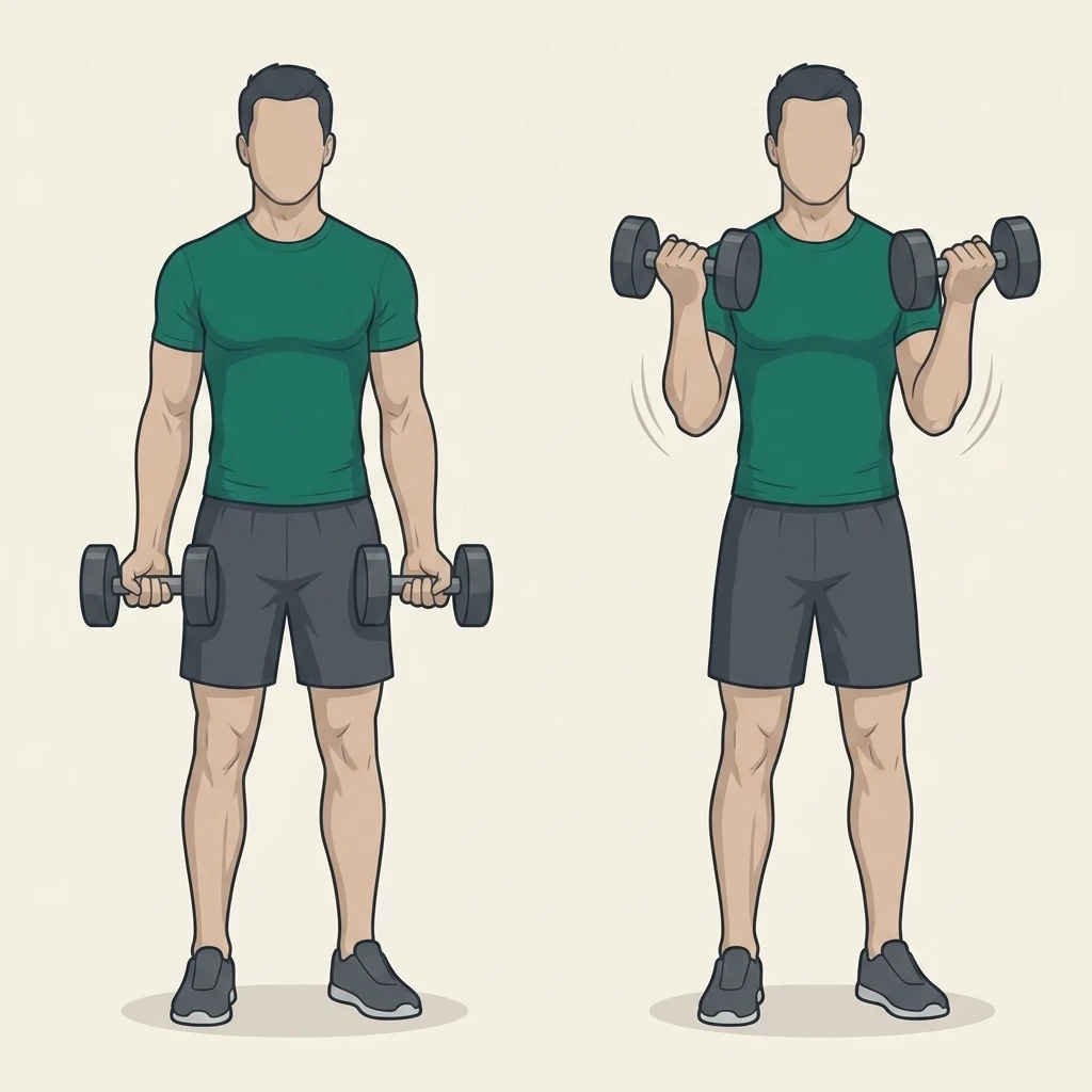 Illustrated movement guide: Dumbbell Biceps Curl