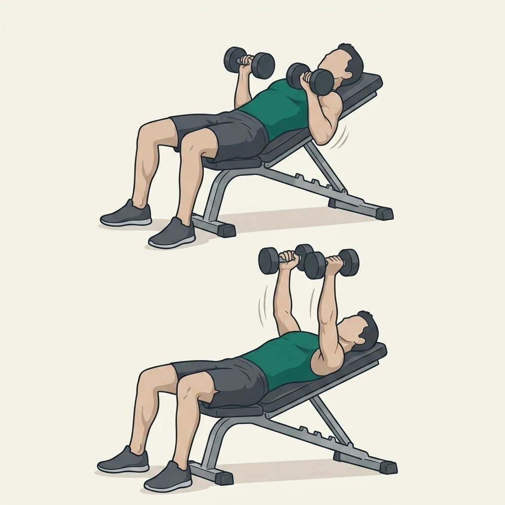 Illustrated movement guide: Incline Dumbbell Bench Press