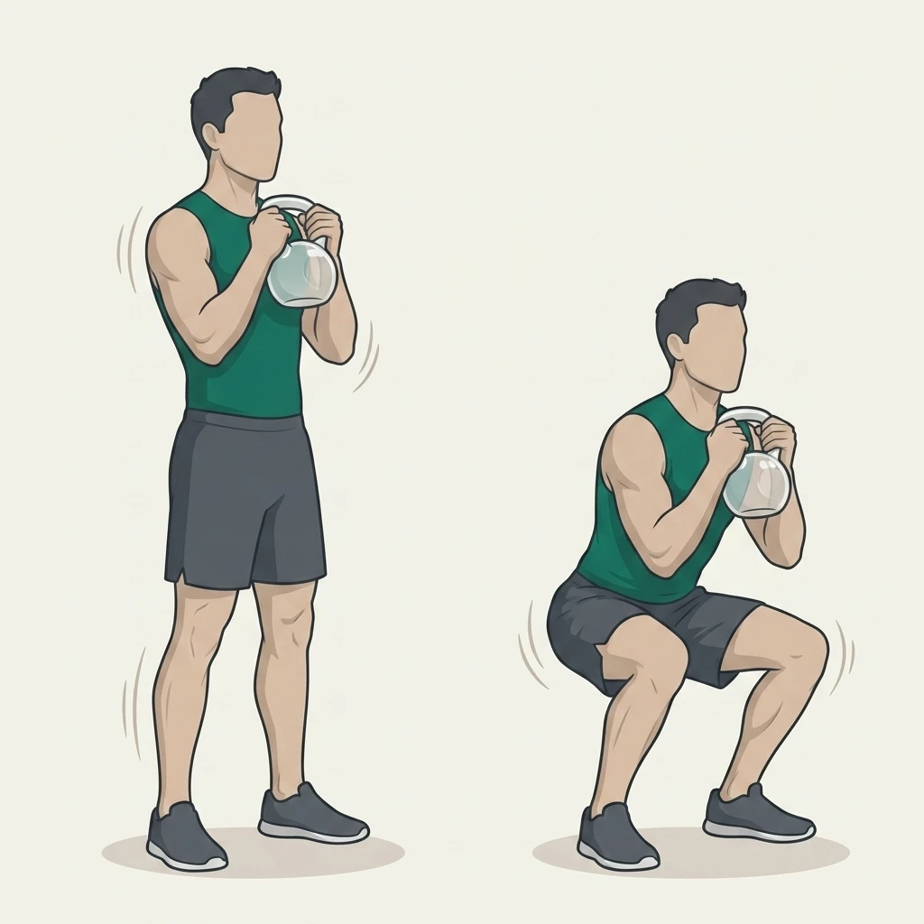 Illustrated movement guide: Kettlebell Goblet Squat