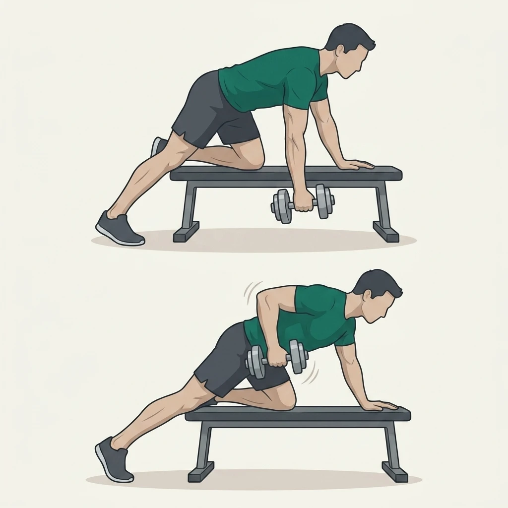 Illustrated movement guide: Single-Arm Dumbbell Row