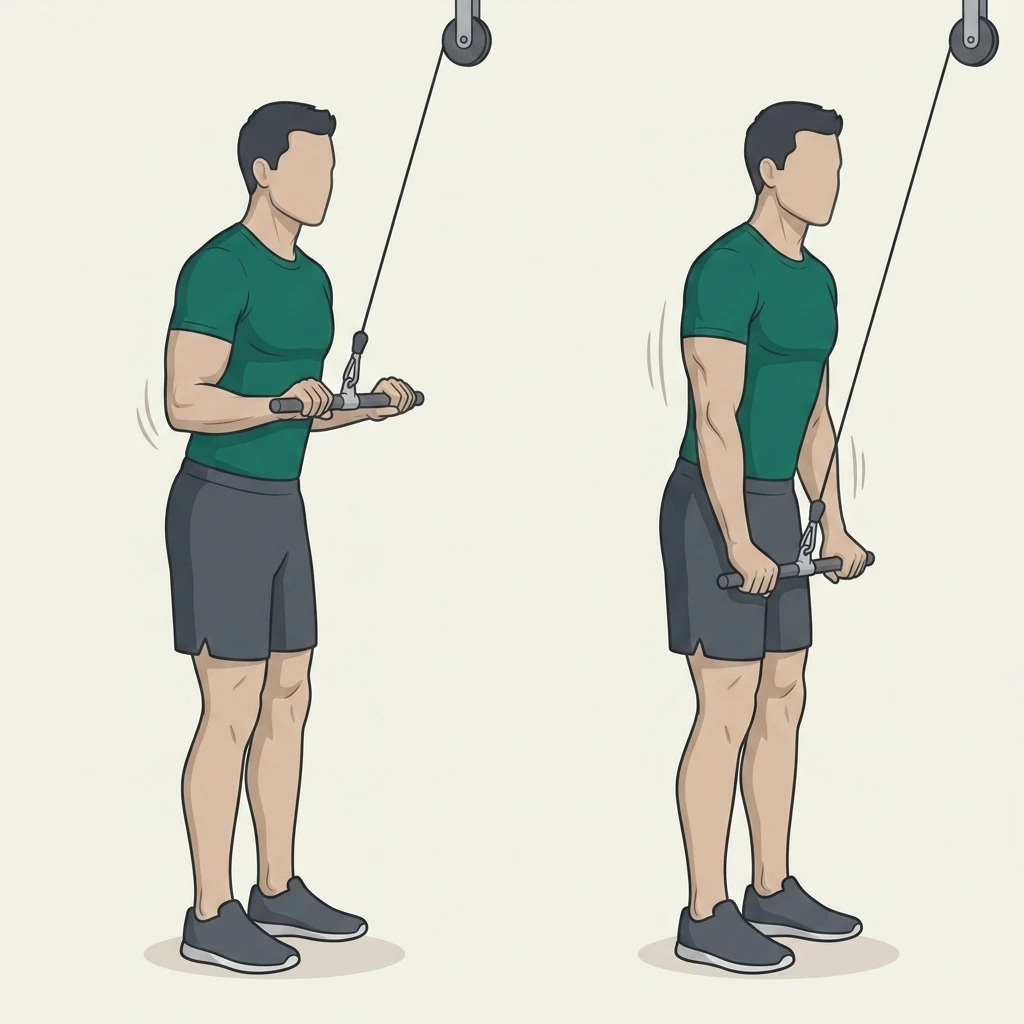 Illustrated movement guide: Triceps Pushdown