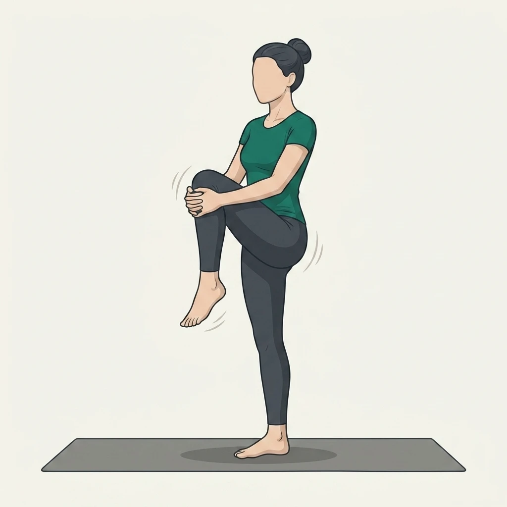 Illustrated movement guide: Walking Knee Hug