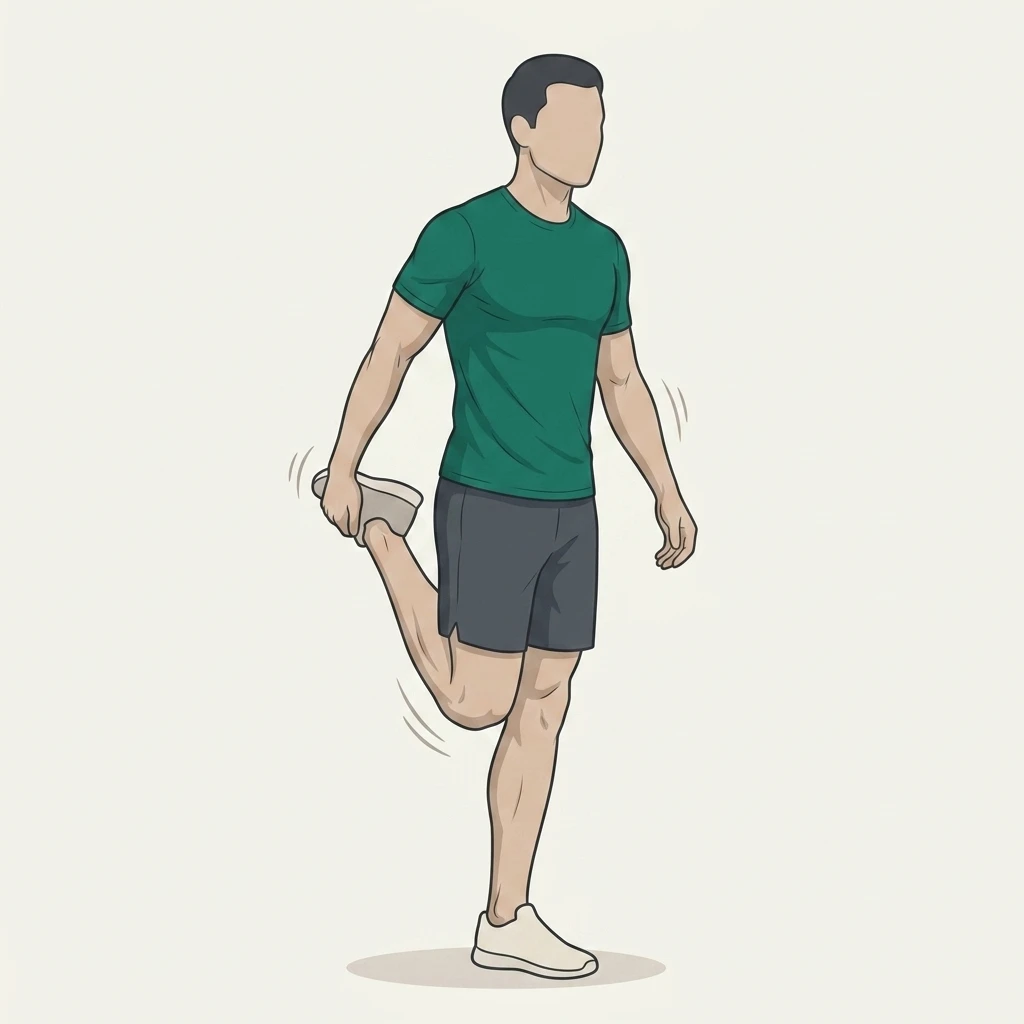 Illustrated movement guide: Walking Quad Stretch
